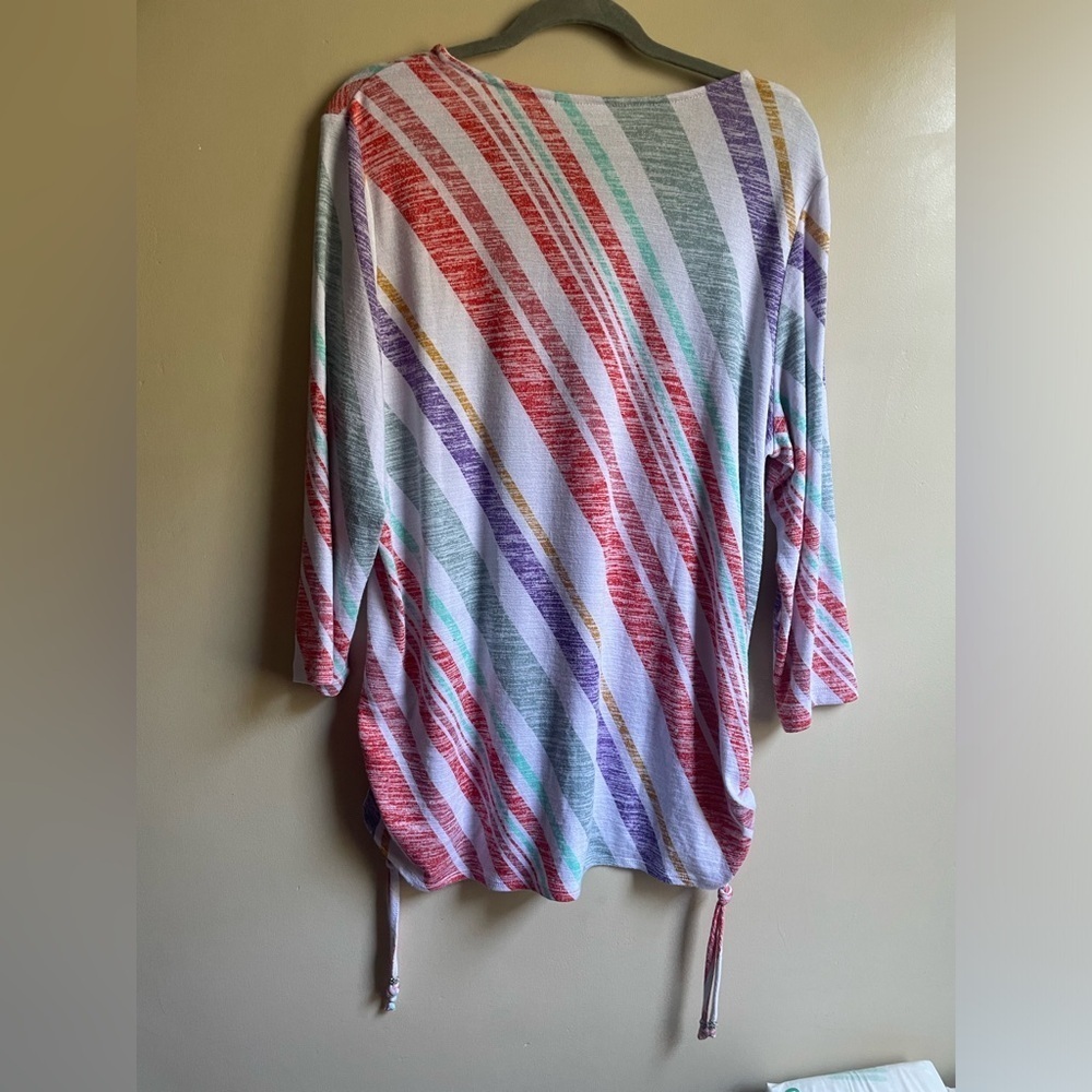 Susan Graver size XL stretchy soft knit blouse artsy colorful - Picture 5 of 7